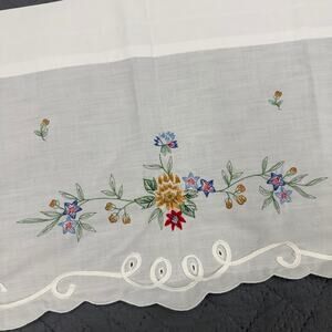 Vintage Valence Embroidered Floral White Window Treatment